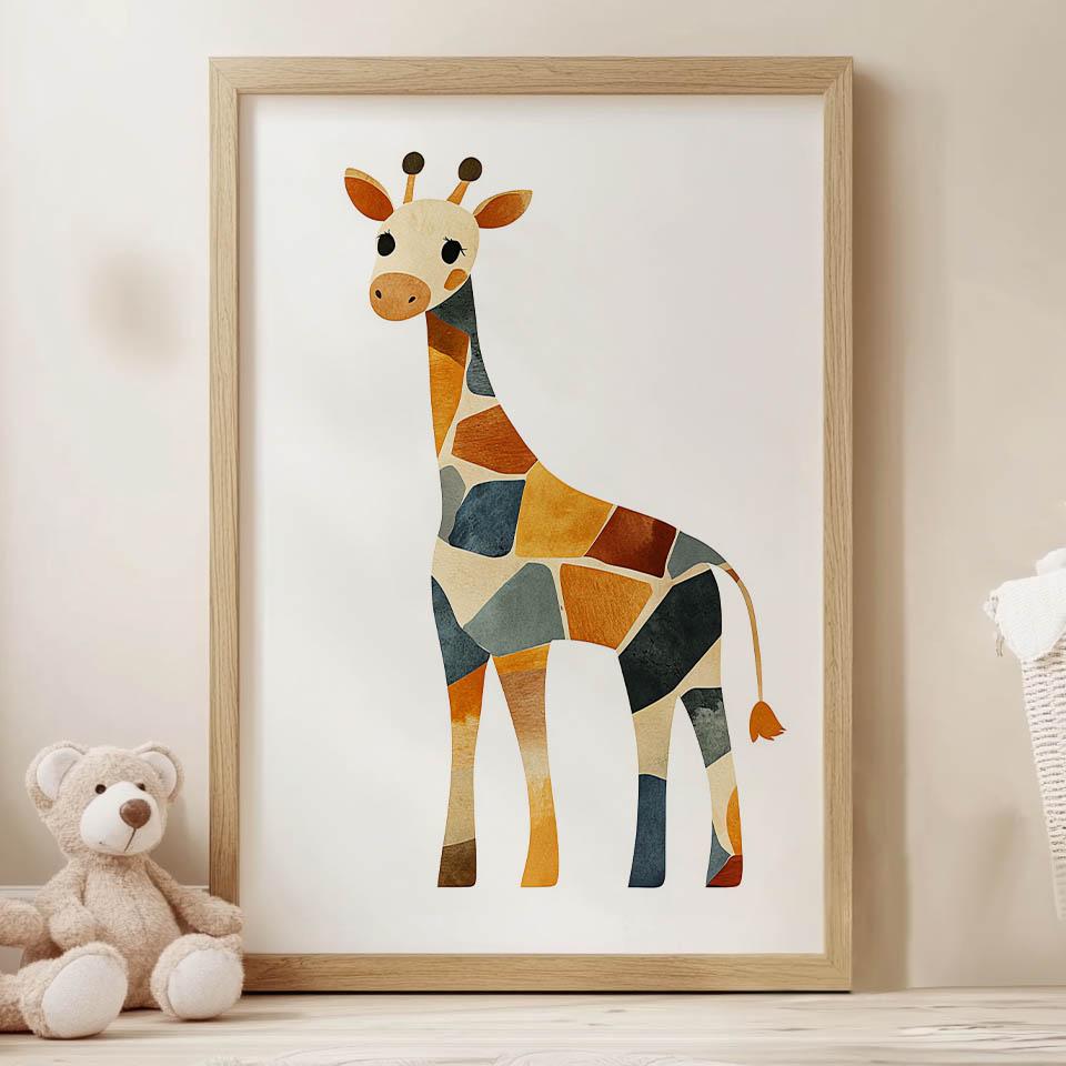 Poster Geometry Giraffe Poster Geometry Giraffe, 30X40 Cm, Dark Brown Wooden Frame, 230 Gsm Matte Paper