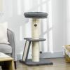Cat Tree Tower with Scratching Posts, Pad, Bed, Toy Ball-Dark Grey