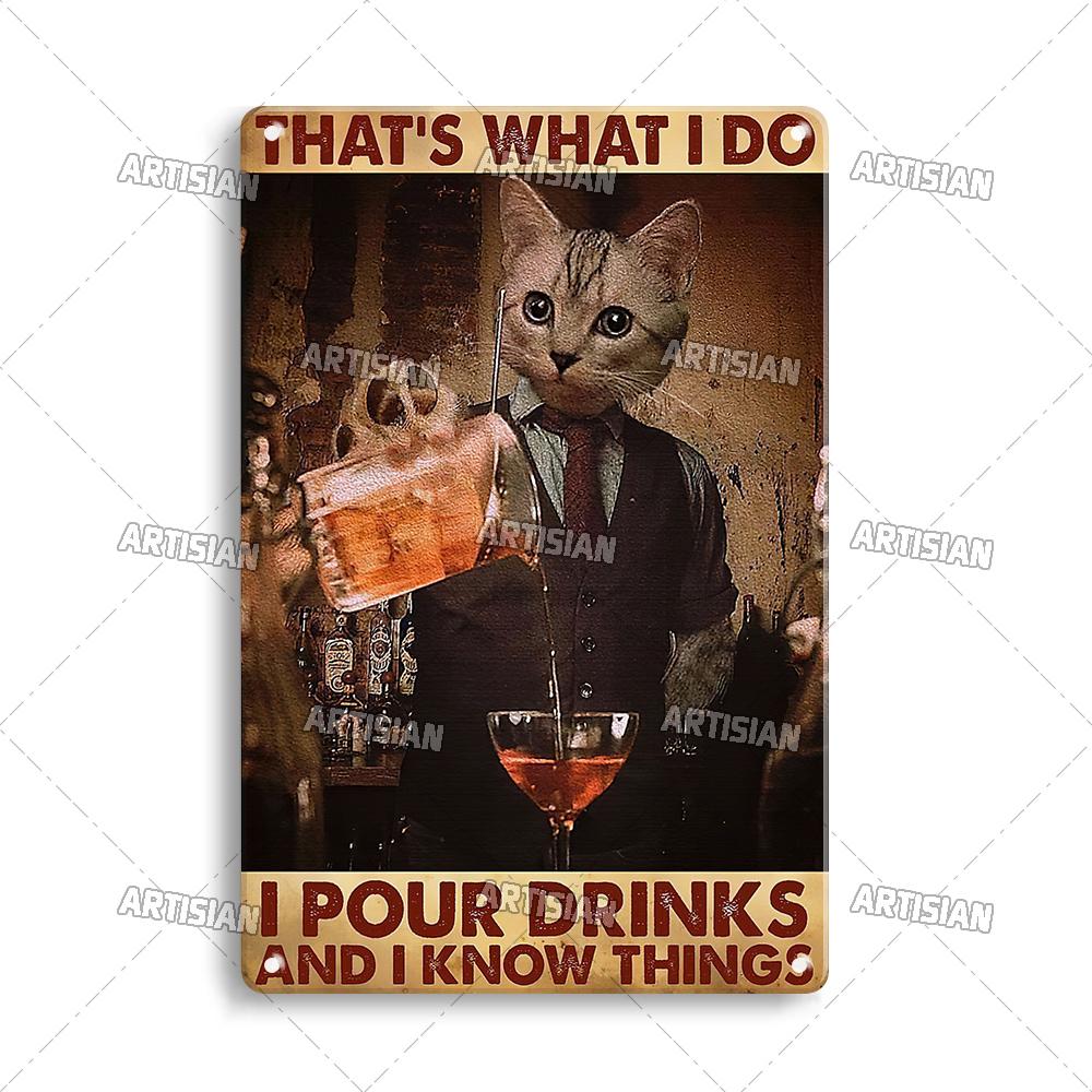 Pôster de Metal Retrô Gato Preto Artista Animal de Estimação Engraçado Vintage Decorativo Placa de Estanho Garagem Bar Pub Clube Cozinha Casa Decoração de Parede Caverna do Homem