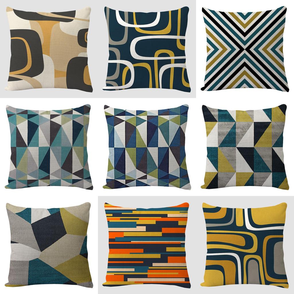 Geometric Linen Pillow Cover For Living Room Sofa Decor With Vintage Design