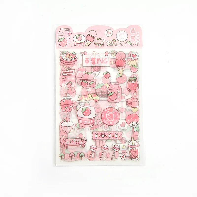 4 Sheets Scrapbook Stickers Set Cute Small Pink Animals Transparent Calendar Diary Book Sticker Scrapbooking Decorative Stickers