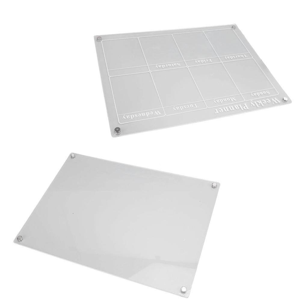 Refrigerator Calendar with 6 Markers Clear Acrylic Weekly Planner Blank Plan Board for Life Planning Daily Organization