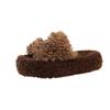 Fashion Curly Wool Slippers Women Lambs Fur Shoes Thicken Soled Platform Slides Ladies Woolen Pantufa Shearling Loafers Furry Shoes