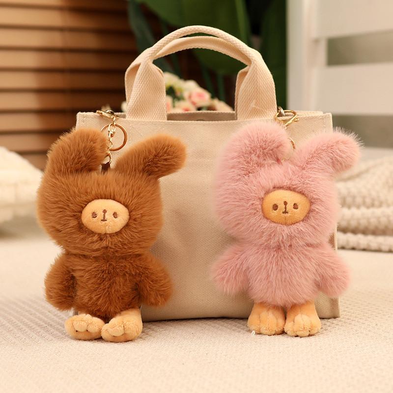 Adorable Bunny Plush Keychain Soft Rabbit Couple Pendant For Students And Backpacks