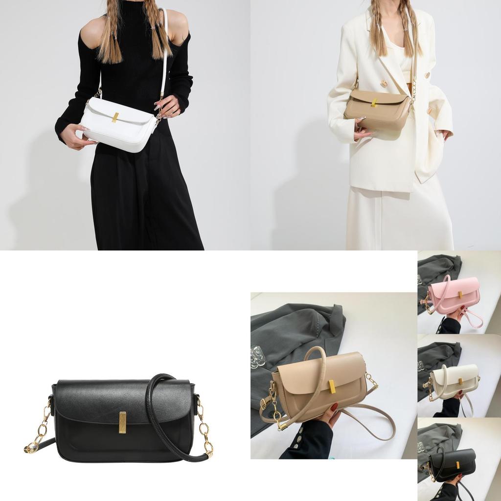 Chic Pu Leather Shoulder Bag Fashionable Chain Stitch Small Square Crossbody