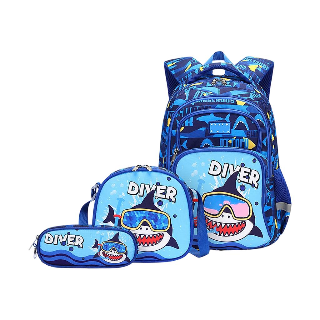 Schulranzen-Set für Kinder mit Brotdose und Federmäppchen, Leichter bedruckter Rucksack für Jungen Mädchen, 13 Designs Schulanfangsbedarf Geschenk
