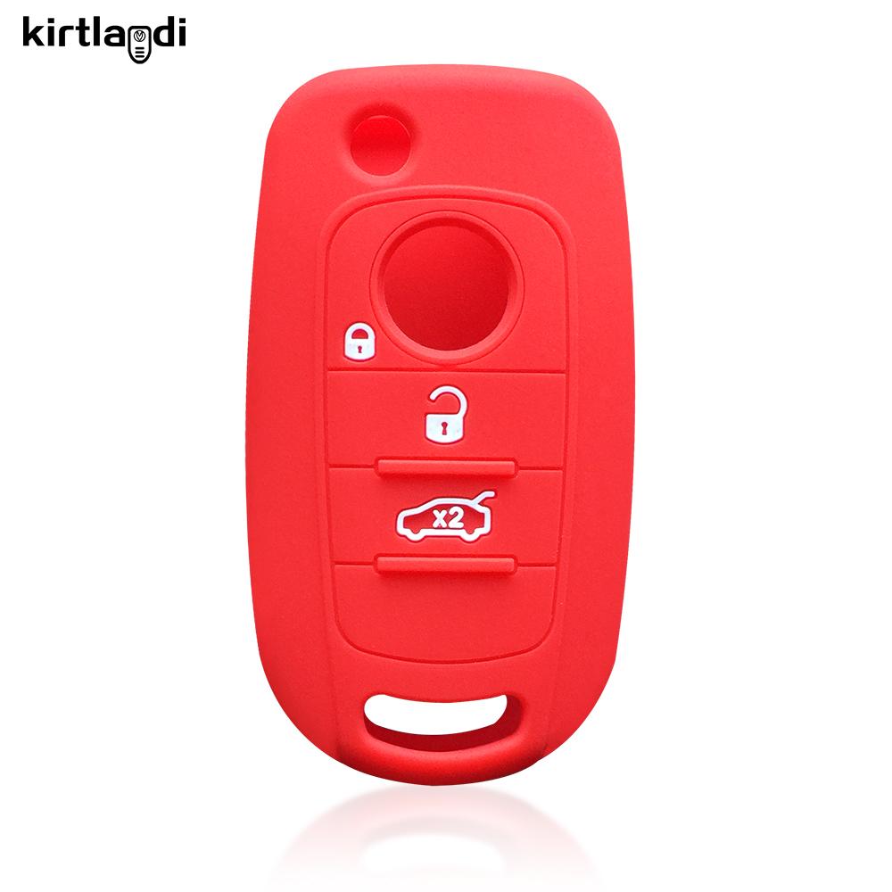 Kirtlandi Silicone Key Case For Fiat Tipo 3Button Car Key Cover For Fiat Tipo   Flip Folding Holder Keychain Accessories