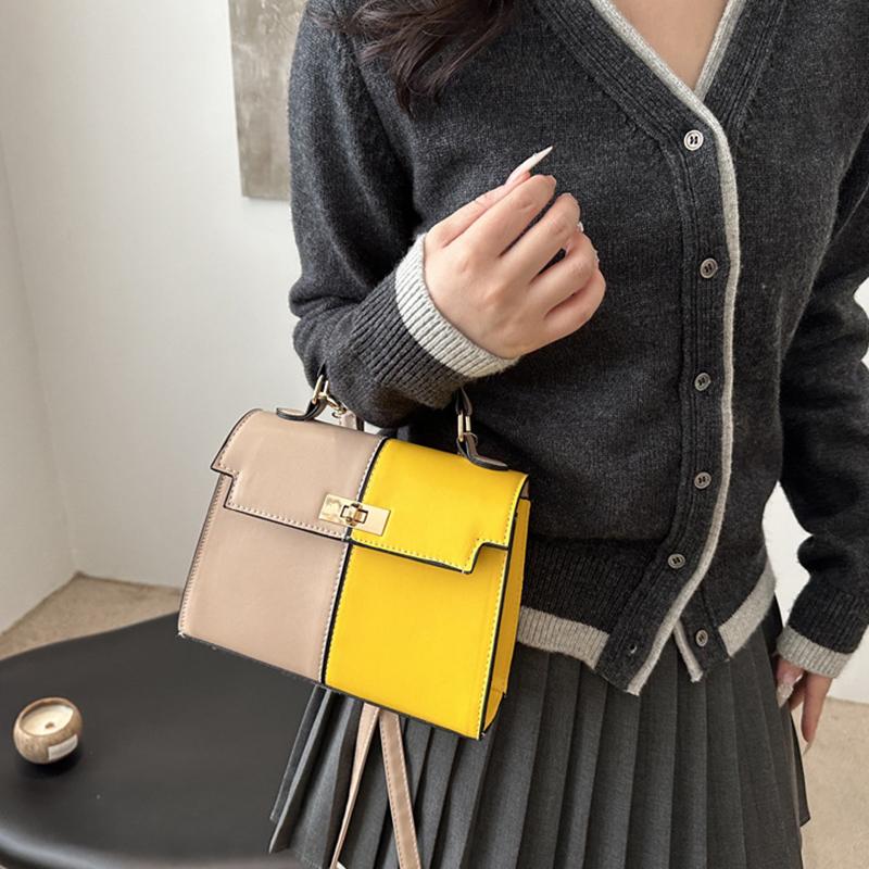 2025 New Color-Block Shoulder Bag Commuter Handbag  Premium Metal Lock Crossbody