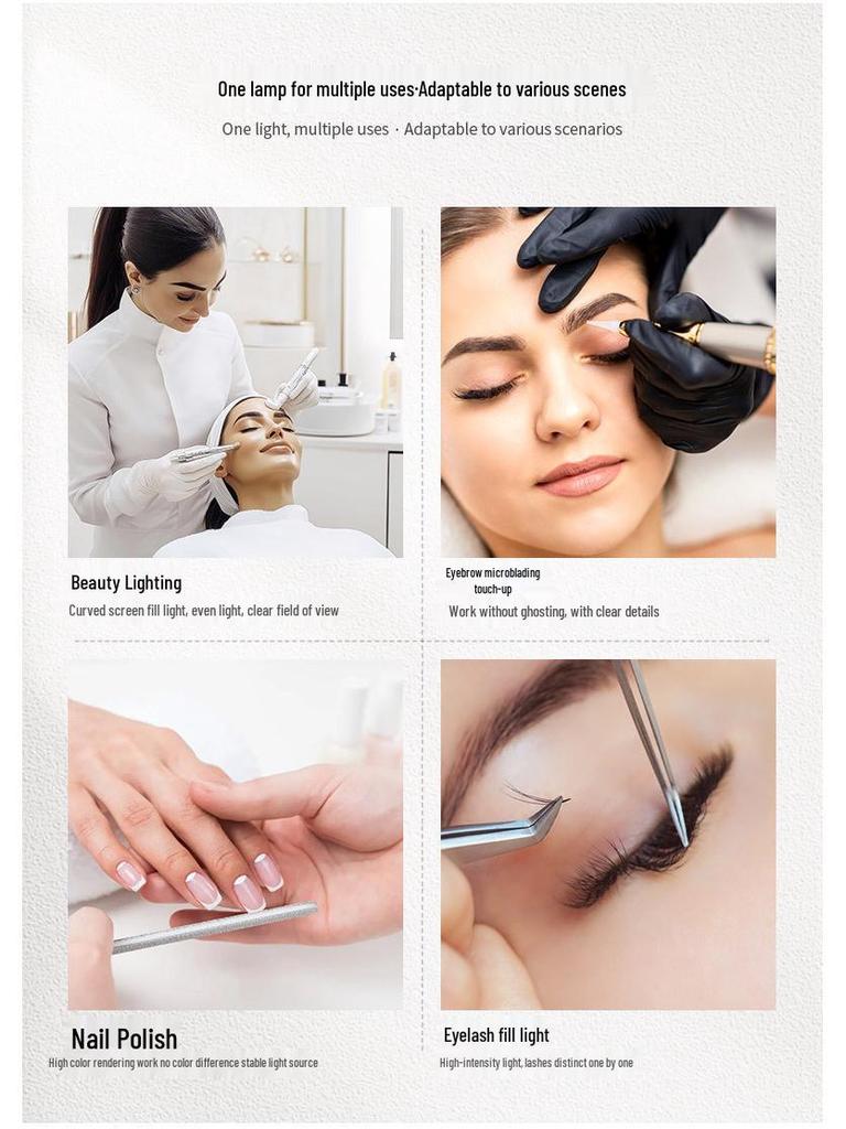 16" Half-Moon U-Shaped LED Clip-On Stand: Eye Protection & Permanent Makeup Fill Light.