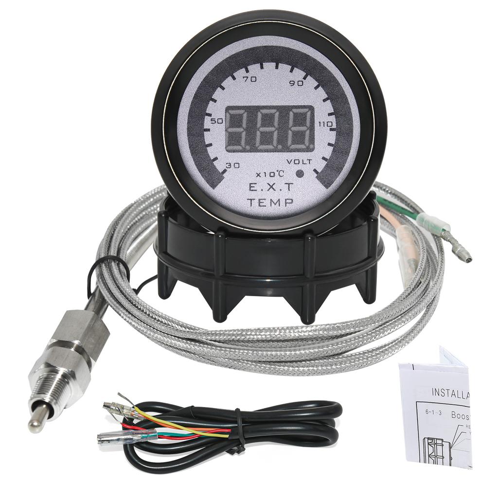 52MM Digital LED EXT Exhaust Gas Temp Gauge + Voltmeter Voltage Air Fuel Auto Car Styling EGT Temperature Gauge Car Meter