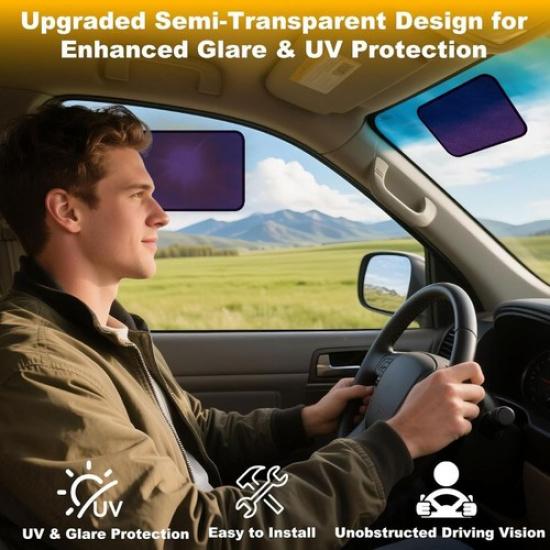 Square Car Window Shades for Side Windshield - 2 Pack Semi-Transparent 9.84x7.09