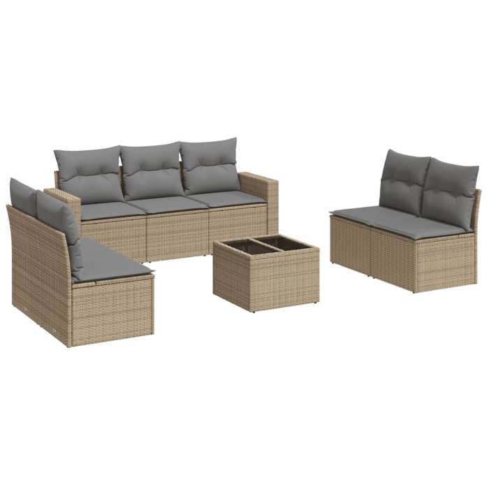 VidaXL Garden Lounge Set with Cushions 8 Pcs Beige Braided Resin 3218829
