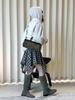 Xu Man Korean Retro Plaid Irregular Hem Tall Slimming Skirt for Women