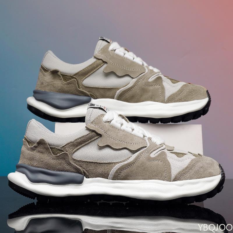Fashion Men's Shoes Spring Summer Breathable New Thick Soled Mesh Sports Shoes Simple Comfortable Wear-resistant Anti Slip Trendy Shoes