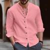 New Autumn and Winter Men's Retro Cotton and Linen Casual Loose Long-sleeved Shirts