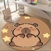 1PC Capybara Office Round Area Rug, Mat Suitable For Office, Under Office Chairs Bedroom Living Room Home Decor, Room Deco
