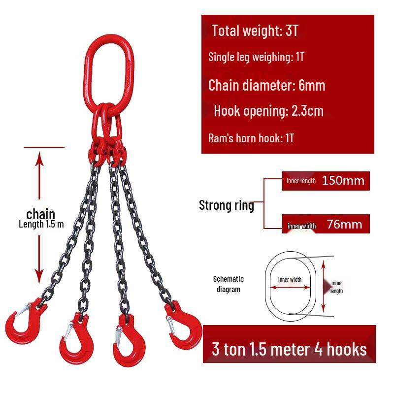 Wanzun Manganese Steel Chain Sling with Clevis Hooks