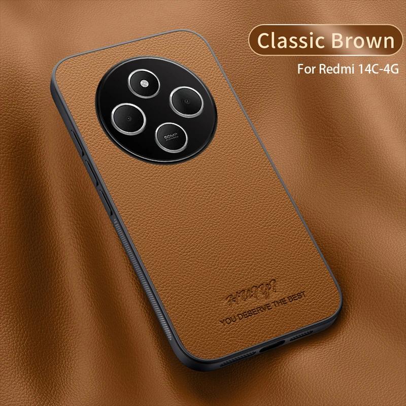 

Luxury Business Leather Soft Frame Magnetic Cover For Xiaomi Poco C75 PocoC75 Phone Cases Capa For Poco C75 коричневый