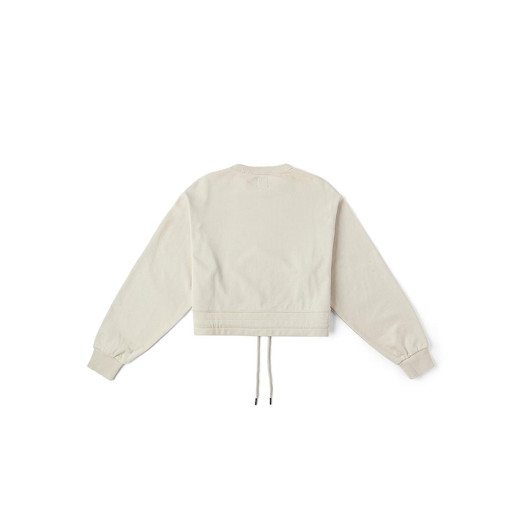 Vans Pullover Round Neck Skateboard Cat Pattern Long Sleeve Short Sweatshirt Women Sweatshirt Oatmeal VN000J222N1