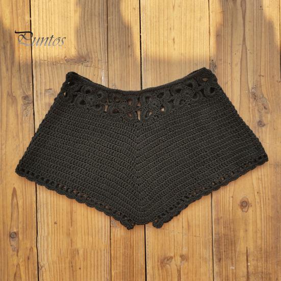 Women Swimming Trunks Sexy Beach Bikini Bottoms Handmade Hollow Crochet Knitted Swimming Shorts Beachwear