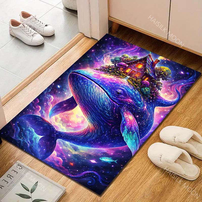 Whale with magical treehouse Print Carpet Rug for Living Room Bedroom Sofa Doormat Home Decor Non-slip Floor Mat