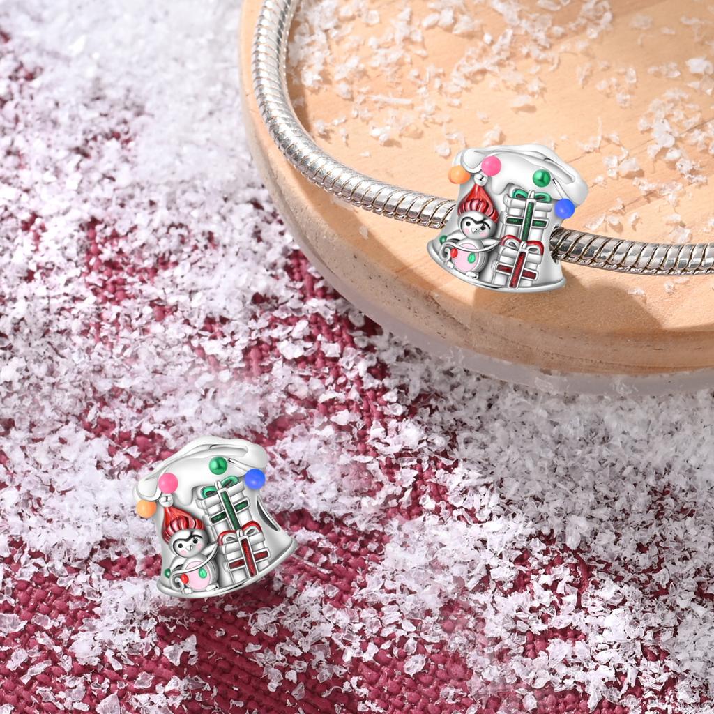 Charme Authentique Charms en Cuivre Perle Joyeuse Souvenir de Noël Charms Compatible Avec Bracelets Bijoux pour Femmes Fabrication DIY Cadeau