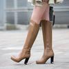 Stivali alla moda da donna a punta tonda, impermeabili, con tacco alto, in pelle, per tutte le stagioni, taglia grande 43.
