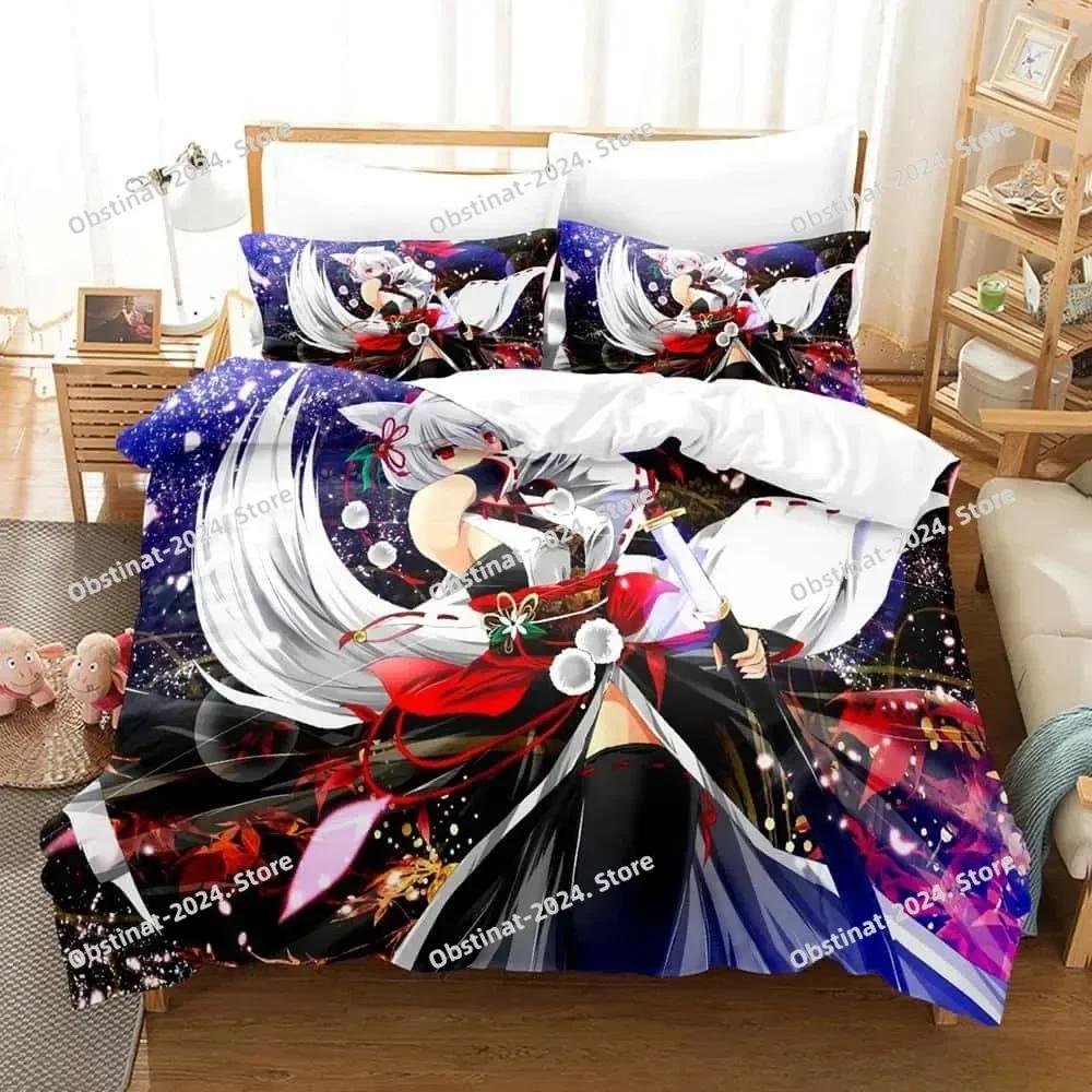 3D Anime Kawaii Girls Momiji Inubashiri Bedding Set Printed With Pillowcase Duvet Cover Soft Single Double Queen Super King Size
