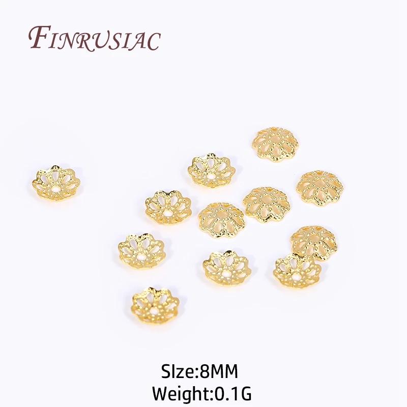 3mm 4mm 14K Gold Plated Brass Round Bead Caps For Necklace Bracelet Jewelry Making Supplies,DIY Accessories Beading Spacer Caps