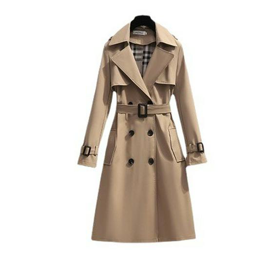 Women's Korean-Style Mid-Length Trench Coat - 2022 Autumn/Winter British Slim Fit Outerwear