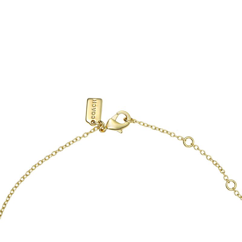 COACH Cherry Pattern Girl Pendant Copper Necklace Women's Gold