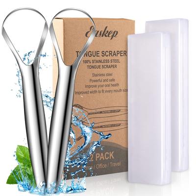 Easkep Tongue Cleaner Brush 2-Piece Set Polishing Bad Breath Care Stainless Steel Scraper Coating Removal Prevention Measures Storage Case Included