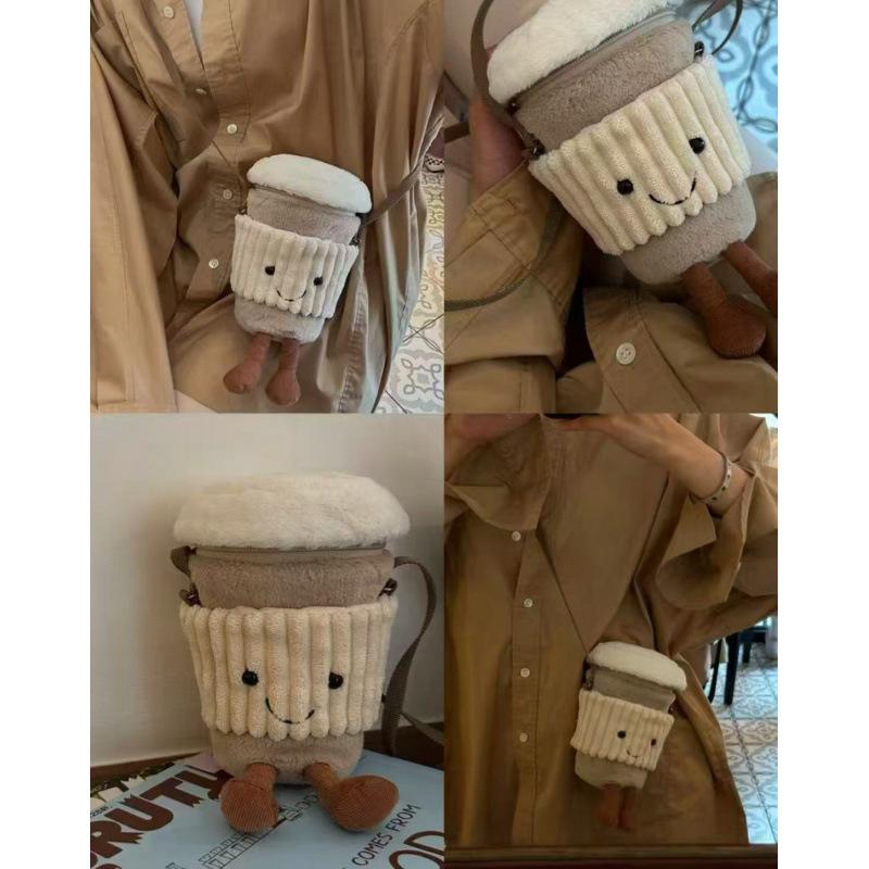 Bread toast backpack simulation bread plush toy schoolbag satchel croissant piggy coffee bag gift