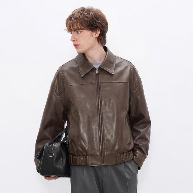 gxgjeans Men's 2025 Spring Lapel PU Leather Jacket