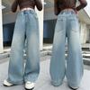 Teen Girls Loose Jeans Children Spring Autumn Wide-leg Denim Pants Fashion Kids Straight Trousers Teenager Casual Clothes