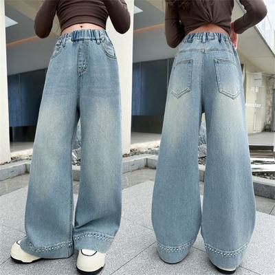 Jeans larghi per ragazze adolescenti Bambini Primavera Autunno Pantaloni in denim a gamba larga Moda Bambini Pantaloni dritti Adolescente Abbigliamento casual