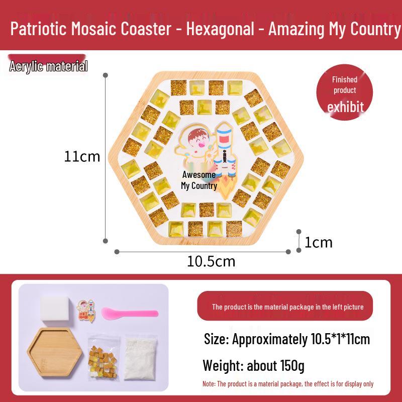 Handmade DIY Mosaic Coaster: Kindergarten Patriotic Craft Gift