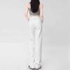 White Women's High-Waisted Wide-Leg Jeans - Slimming Petite Straight Floor-Length Pants for Summer