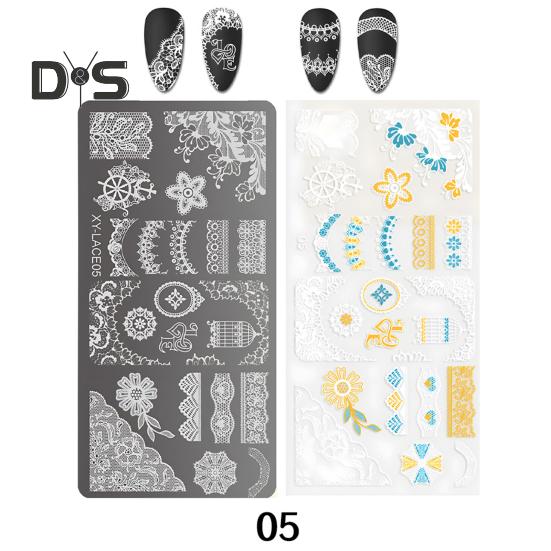 Stamping Plates Set Bows Flowers Lace Design Manicures Decoration Metal Plate Transfer Sweet Series Template