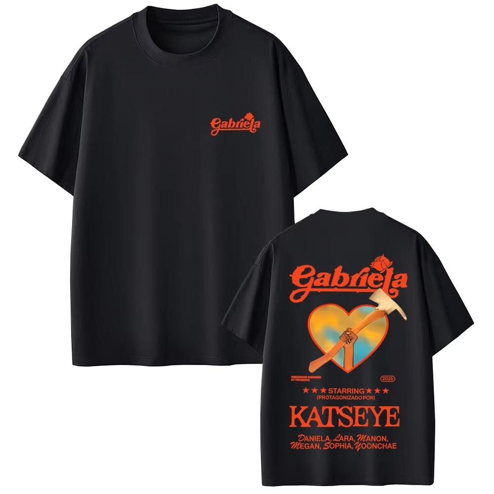 Korean Kpop Katseye Gabriela Graphic Top Men Women Hip Hop 2026 Spring summer new Fashion Casual Cotton Vintage Tshirts
