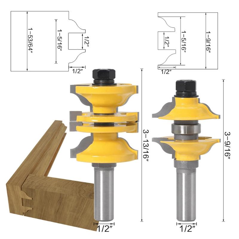 Praktický frézovací bit 1/2" 12mm stopka Vstupní a vnitřní dveřní profilovací fréza z kalené oceli pro dřevoobráběcí nástroj