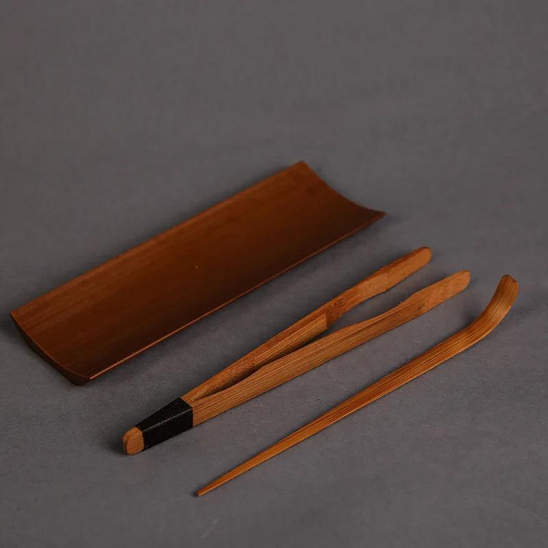 Carbonized Bamboo Tea Set Suit Delicate Tea Clip Teaspoon Needle Spoon Pliers Tea Ceremony Tool Accessories