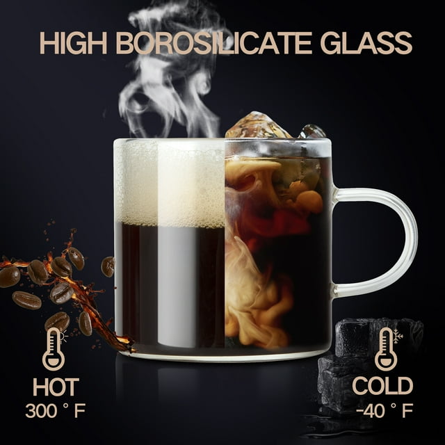4-piece set of glass espresso cups with handles small-capacity coffee cups small glass tea cups luxurious small cups and tea bowls for home use 110ML