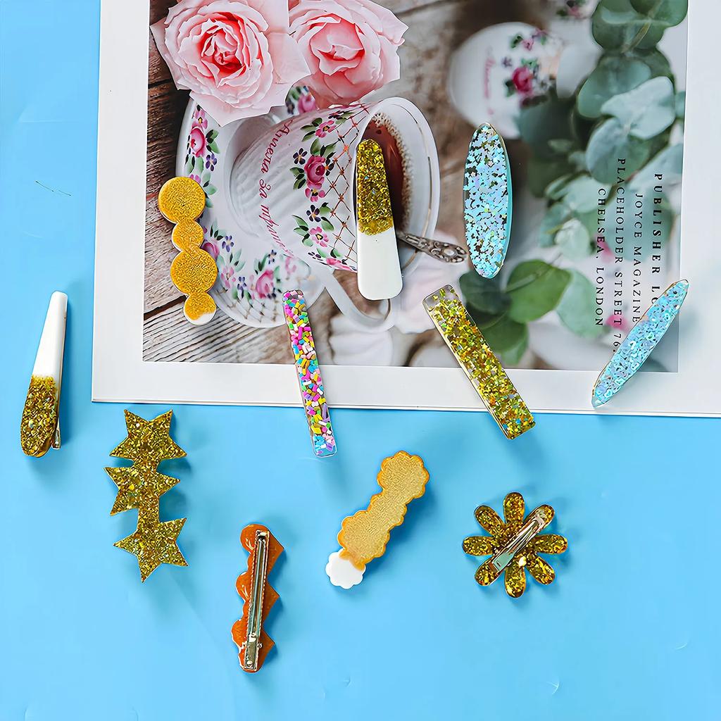 Barrettes Silicone Mold Geometric Hair Clips DIY Moules Silicone Epoxy Resin Mold for Handmade Hairpin Crafts Jewelry Making