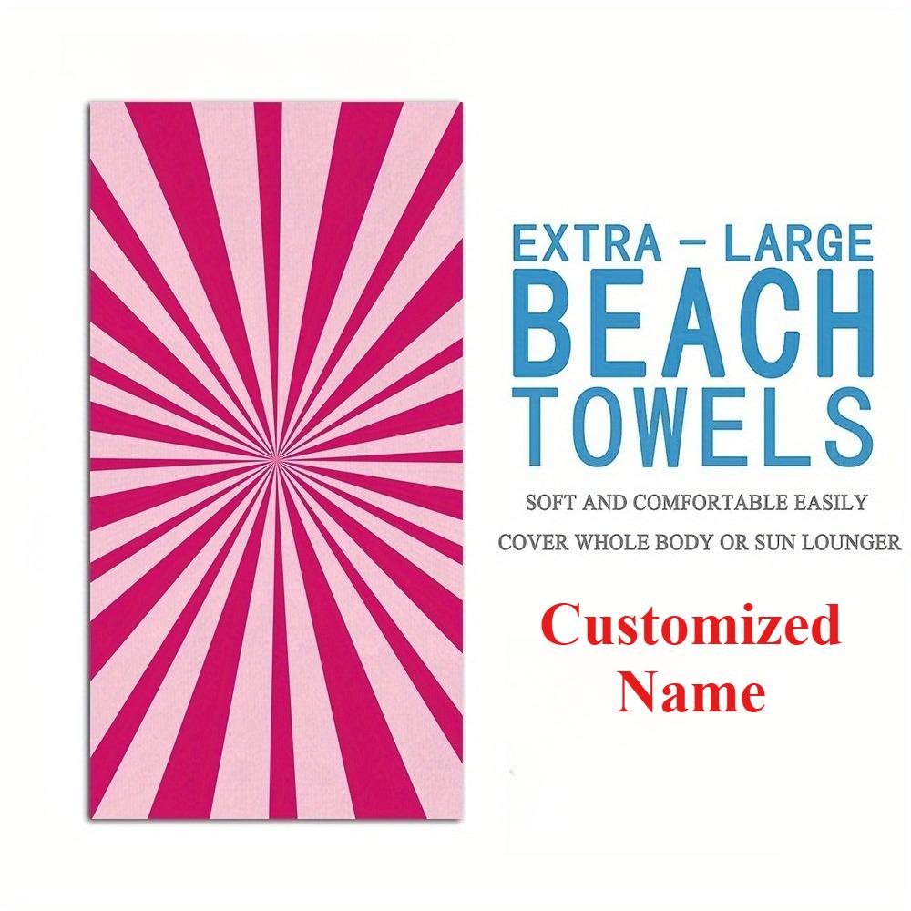 Custom Name Beach Towel – 80×160cm Large Quick-Dry Towel with Vibrant Colors for Pool, Beach, Vacation & Summer Gift