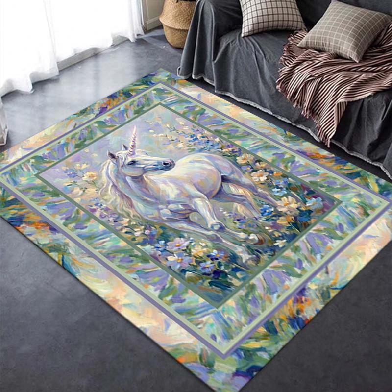 2025 New Unicorn Animal Carpet Rug for Living Room Bedroom Home Sofa Decoration,Kids play Non-slip Floor Mat136