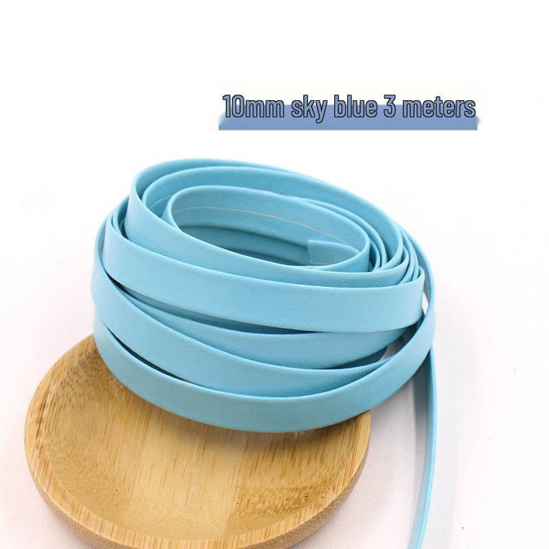 1 cm breiter PU-Leder-Paspelbesatz - 10 mm flaches Band für DIY-Schmuck, Kleidung, Gepäck und Bastelarbeiten