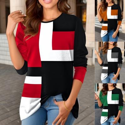 Women's New Fashionable Printed Round Neck Long Sleeved T-shirt