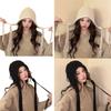 Handmade Fringed Braids Hat Y2K Sweet Girl Warm Beanie Hat InsStyle Bonnet Winter Autumn Skull Hat Pullover Earflap Hat