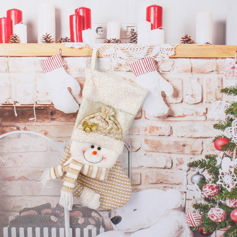 Christmas Stockings White Stamping Gold Snowflake Xmas Ornaments Christmas Pendant Christmas Tree Decorations Noel Gift Sock